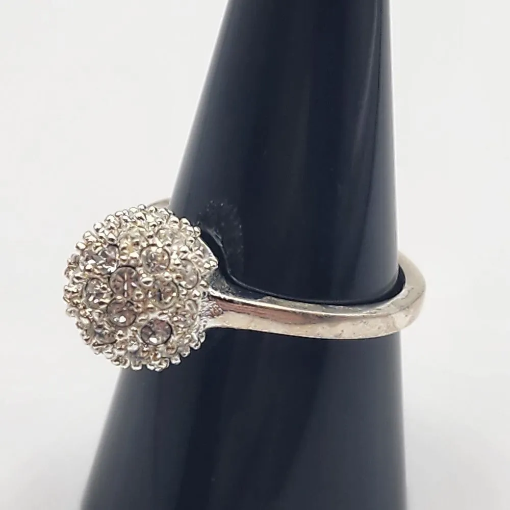 Vintage Best Silver Tone CZ Ball Ring (9.25) - Image 2