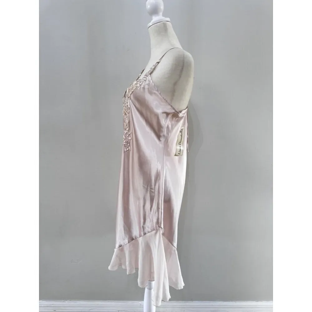 Vintage Linea Donatella Blush Pink Bridal Style Lace Chemise Nightgown medium - Image 3