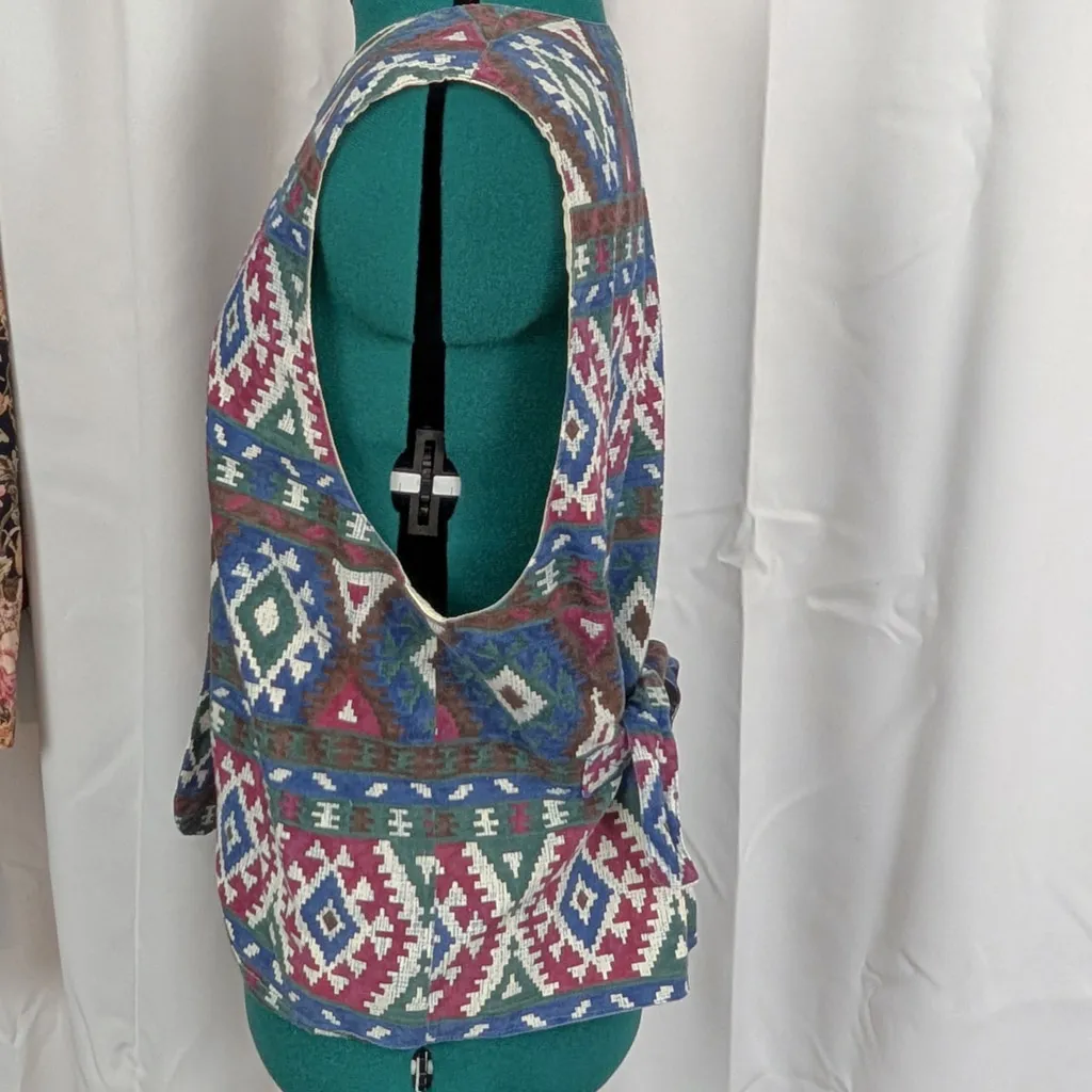(Actual) Vintage J. Jill Western Geometric Print Vest Blue Size L - Image 3