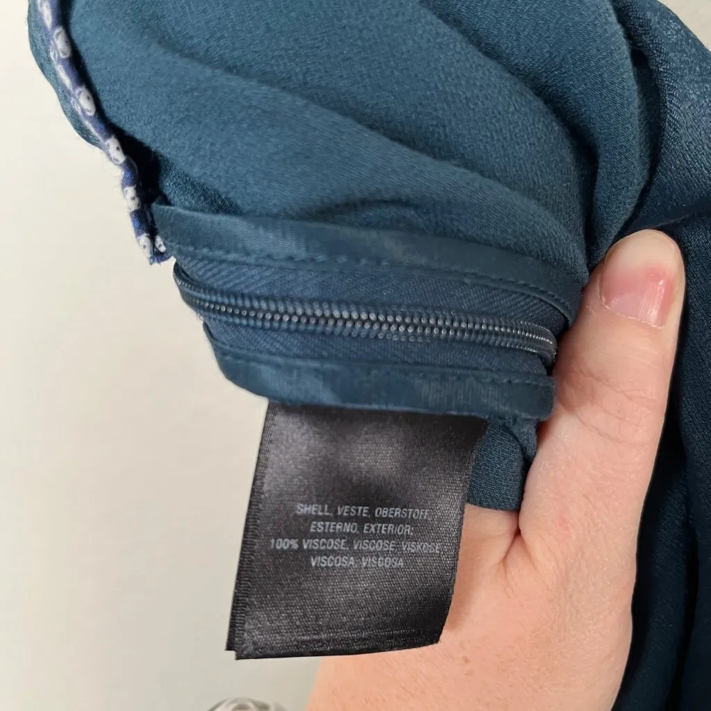 Anthropologie Ettiwa Womens High-Waisted Blue Satin Belted Pants Size 4 - Image 4