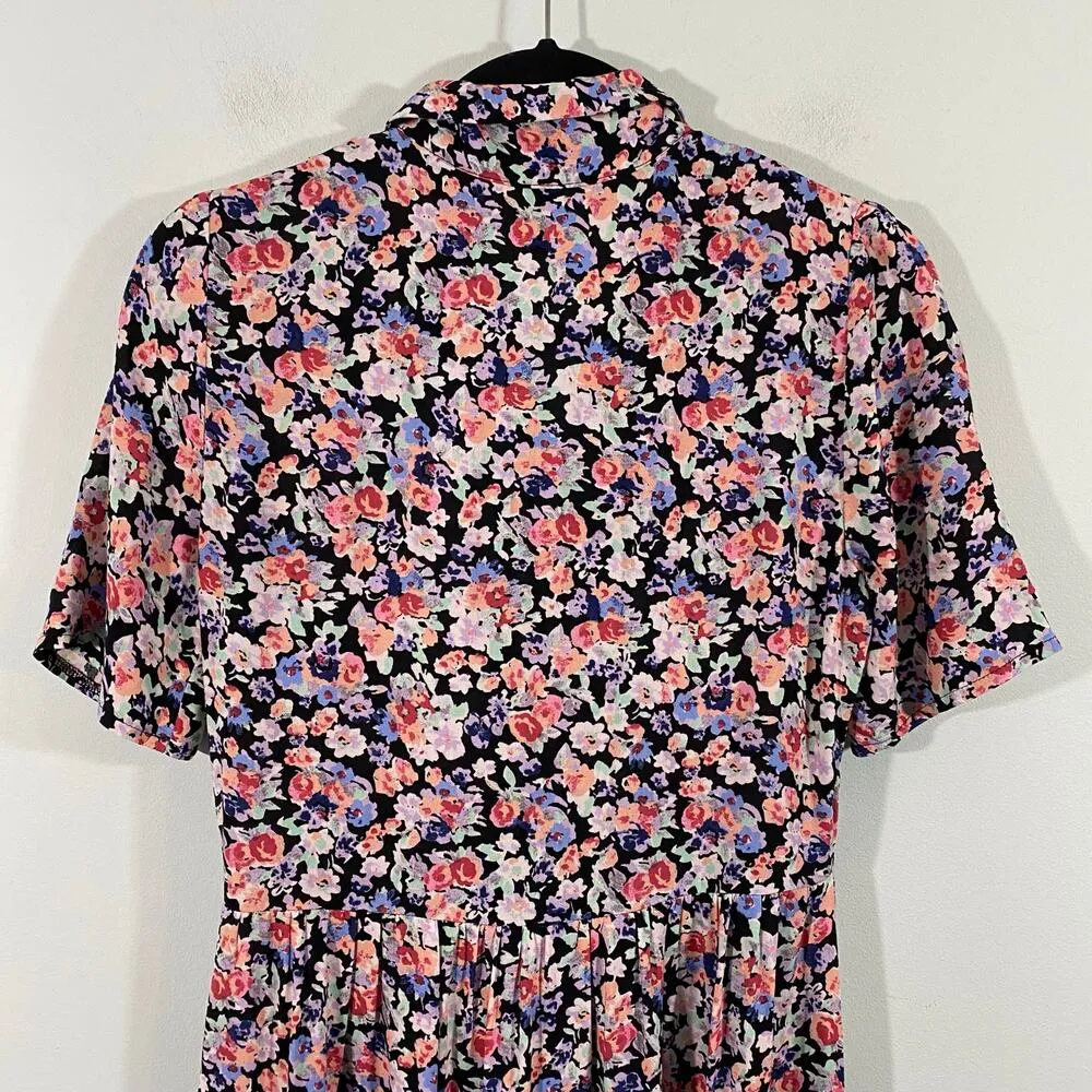 Nobody's Child Women's Multicolor Floral Button Up Midi Shirt Dress Size 2 - Image 4