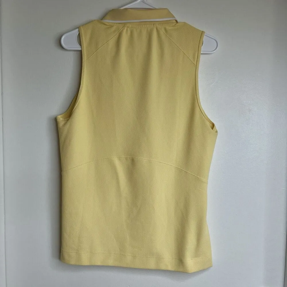Athleta Everyday Polo Tank Yellow Sleeveless Size Medium Front Pocket - Image 2