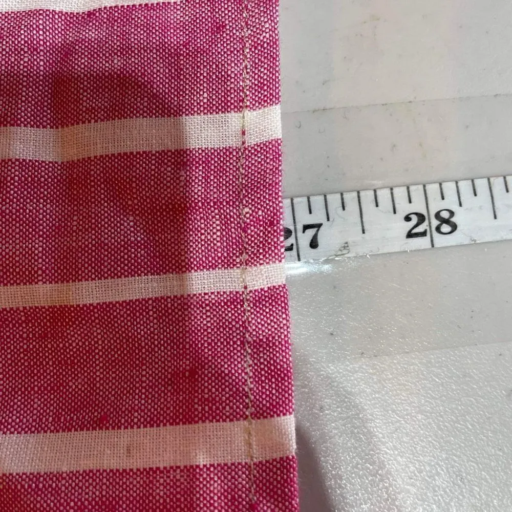 Rafaella Linen Striped lace Tie Top Pink White Large nautical July 4 coastal EUC - Image 10