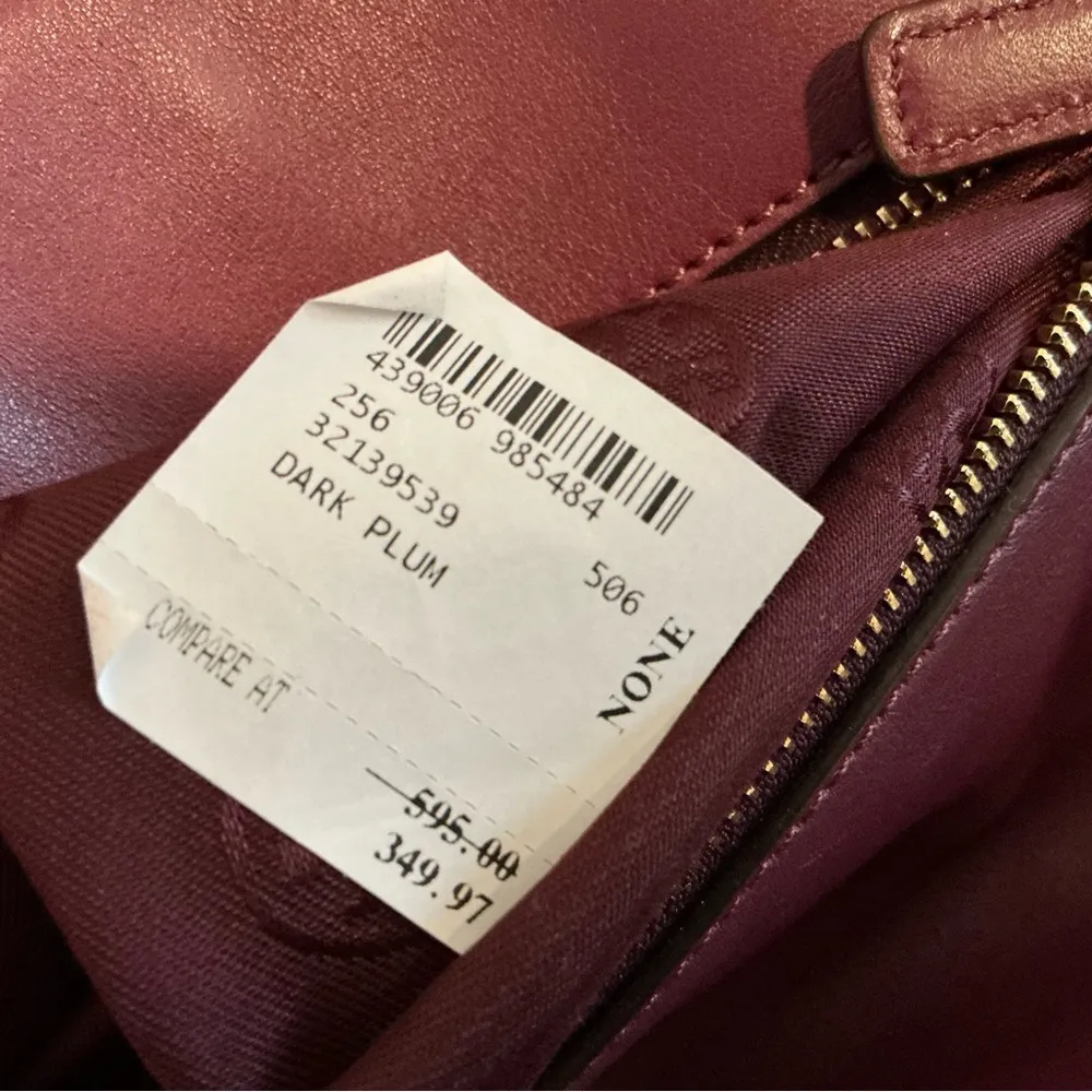 Tory Burch Priscilla gold chain plum leather shoulder bag handbag push lock - Image 13