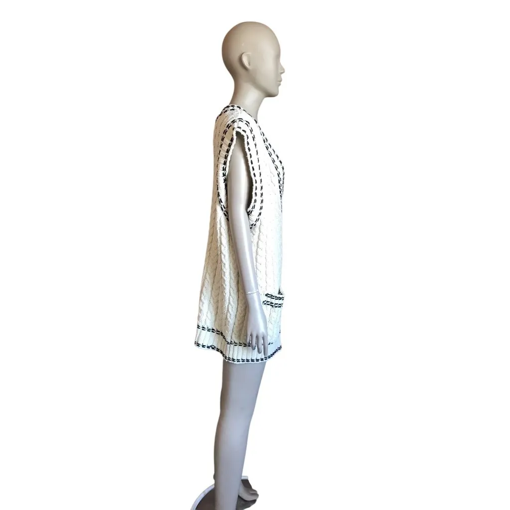 Zara White and Black Knit Tank Top - Image 3