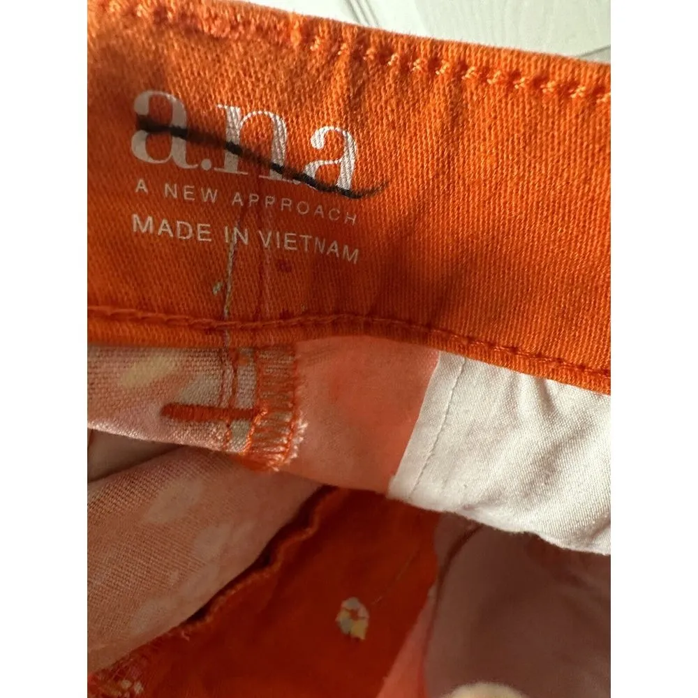 a.n.a (A New Approach) Chino Shorts Womens Size 16 Orange Floral‎ Twill - Image 5