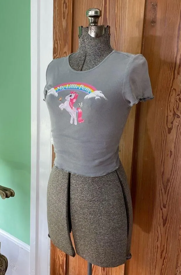 Divided My Little Pony Lettuce Hem Crop Tee - Size XS - Image 2