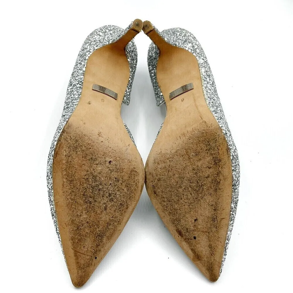 Badgley Mischka Daisy II Glitter Heels Women’s Size 6 Gray Stiletto Pointed Toe - Image 8