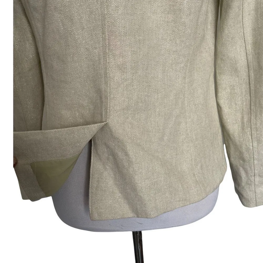 Isaac Mizrahi Shimmery Glitter Jacket Size 6 Linen Blend Career Casual Button Up - Image 7