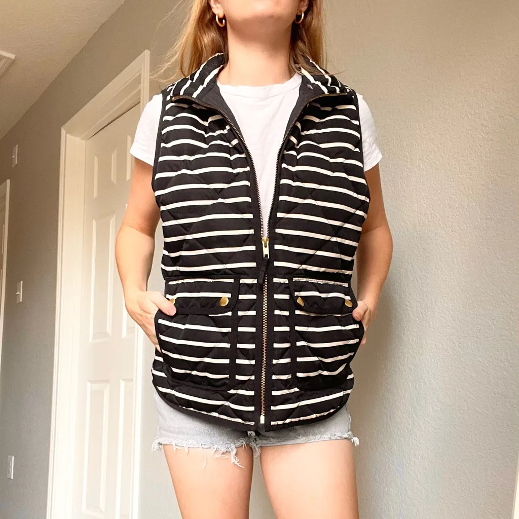 J.Crew Navy Striped Quilted Excursion Vest - Image 5