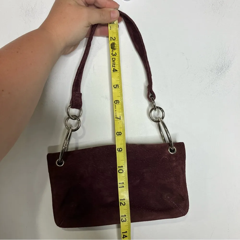 Y2K Wilson leather maxima deep purple plum suede leather shoulder bag 8.5”x4.75” - Image 9