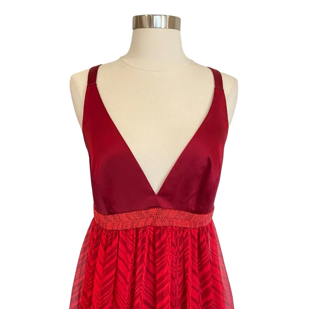 Laundry by Shelli Segal Silk Beaded Gown with Chevron Skirt and Crisscross Back - Image 2