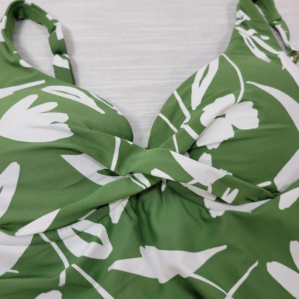 Anne Cole Womens Swimsuit Size M Green Twist Front Underwire Tankini & Bottoms - Image 9