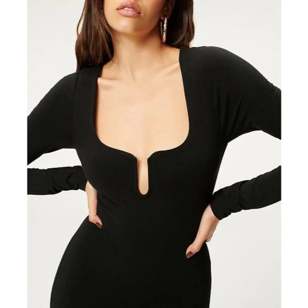 Good American U Ring Compression Square Neck Long Sleeve Midi Sheath Dress 4 XL - Image 8