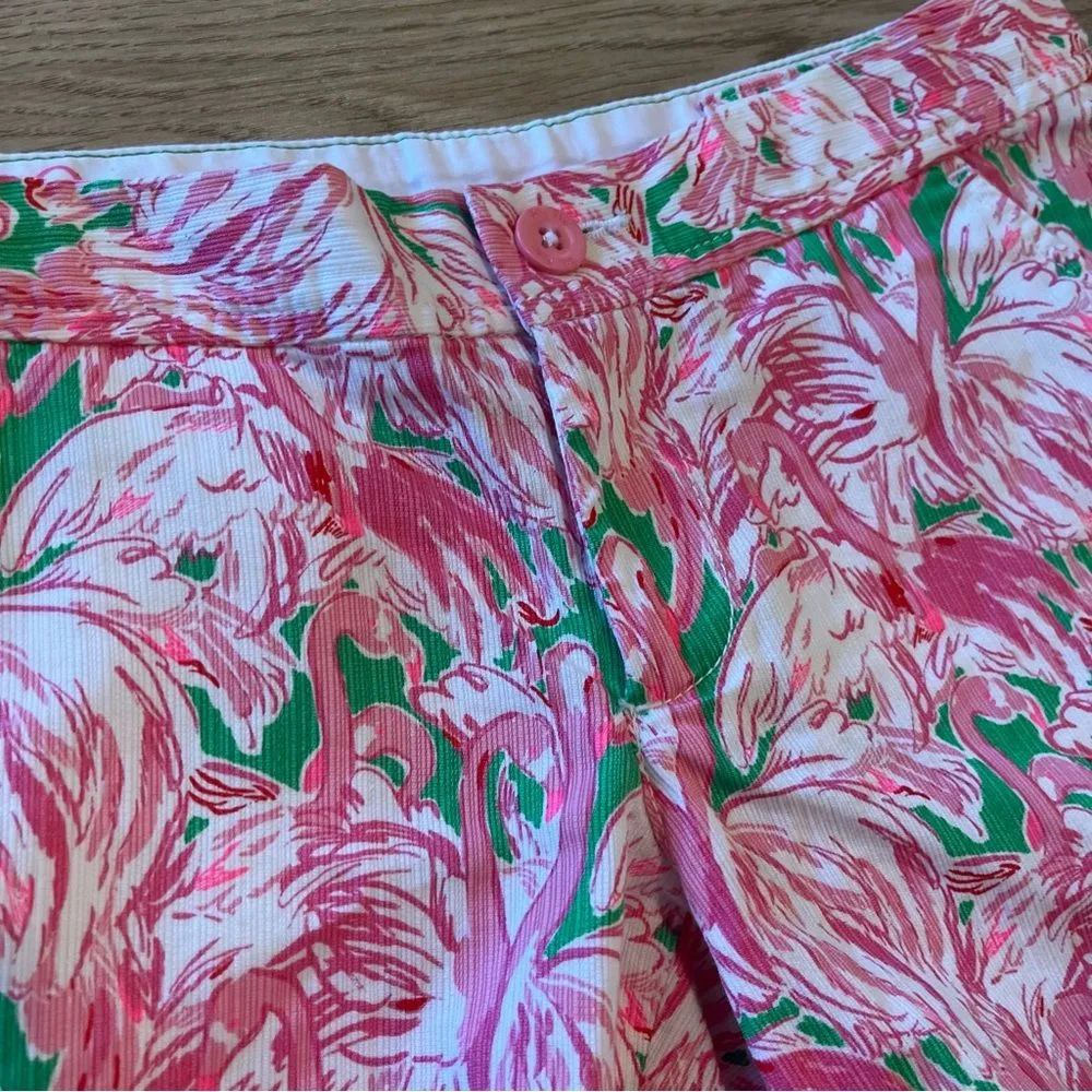 Lilly Pulitzer The Buttercup Short Pink Green Flamingo Scalloped Size 00 - Image 2