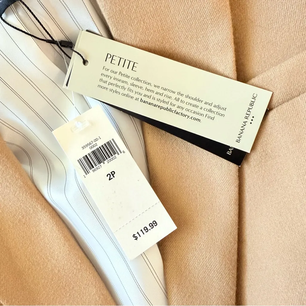 Banana Republic Brushed Twill Peak Lapel Single Breasted Blazer Camel 2P NWT - Image 7