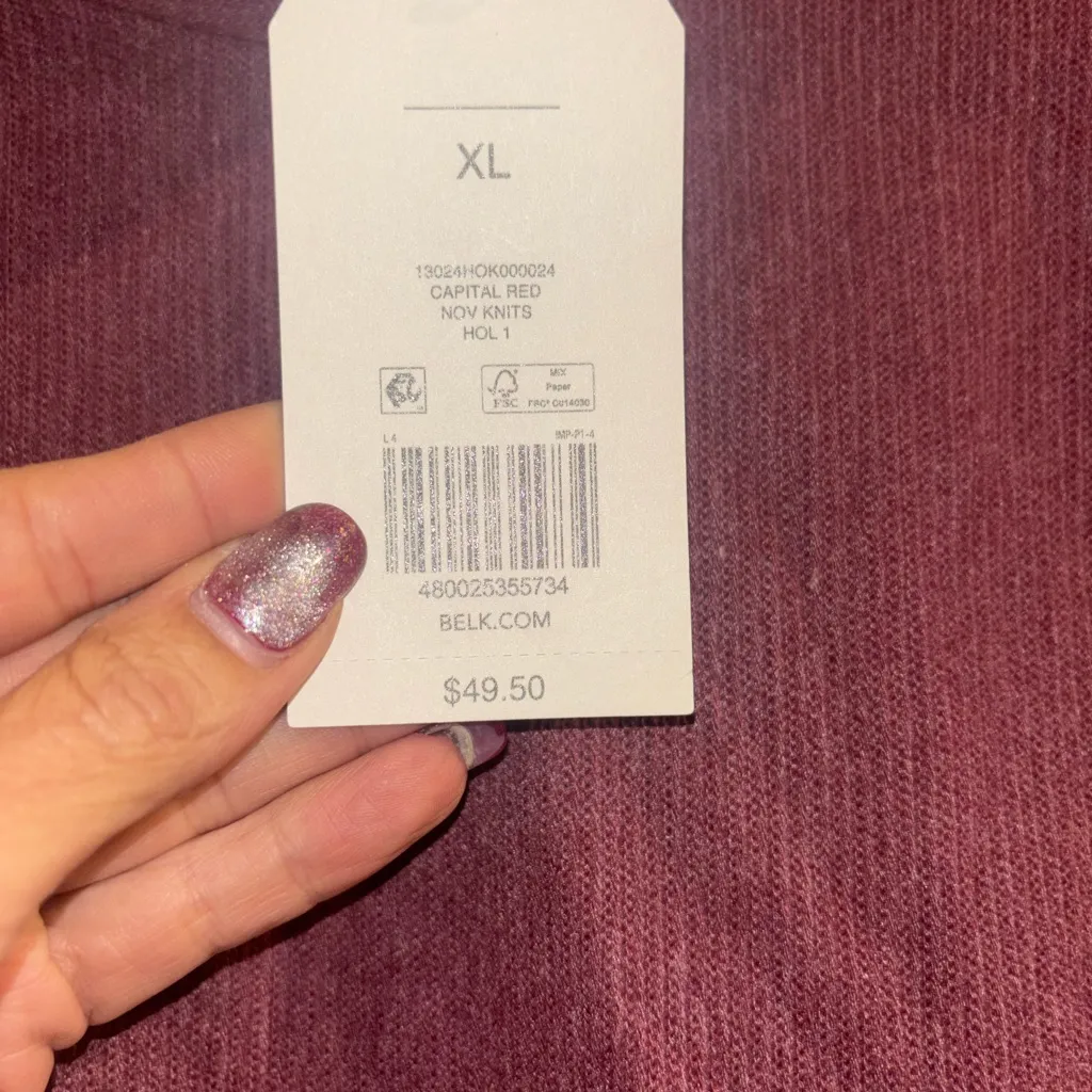 Wonderly Cowl Neck Knit Pullover XL Burgundy NWT - Image 6