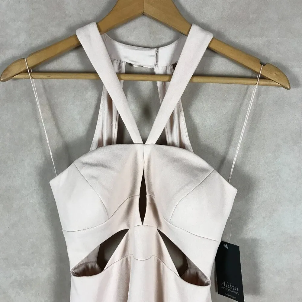 Aidan by Aidan Mattox Blush Pink Crepe Cutout Detail Gown NWT Size 0 - Image 7