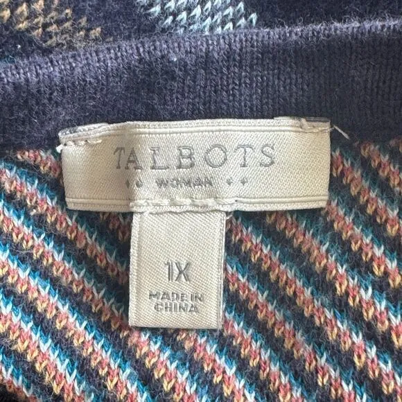 TALBOTS Cotton Plaid Cardigan cottage‎ core laying - Image 3