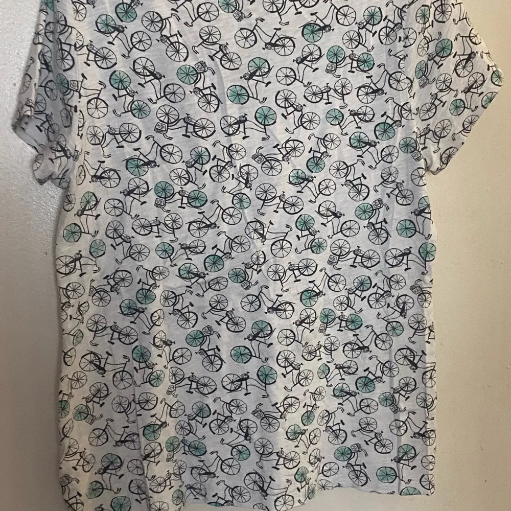 Sonoma Womens Everyday Tee Shirt Bicycle Bicycles Print M Medium White Blue - Image 5