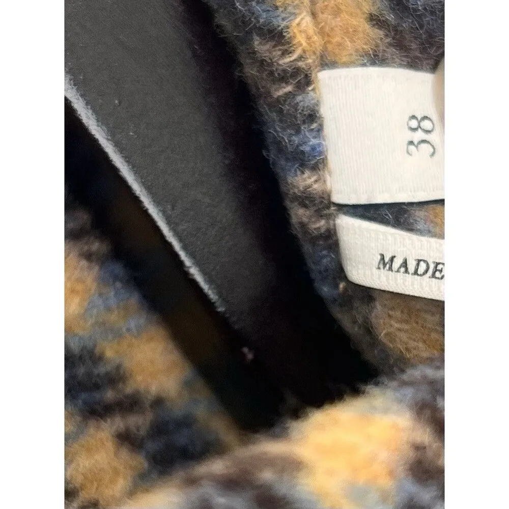 Sandro Paris Brodan Beaded Plaid Check Coat Wool Blend Button Front EU 38 US 6 - Image 14