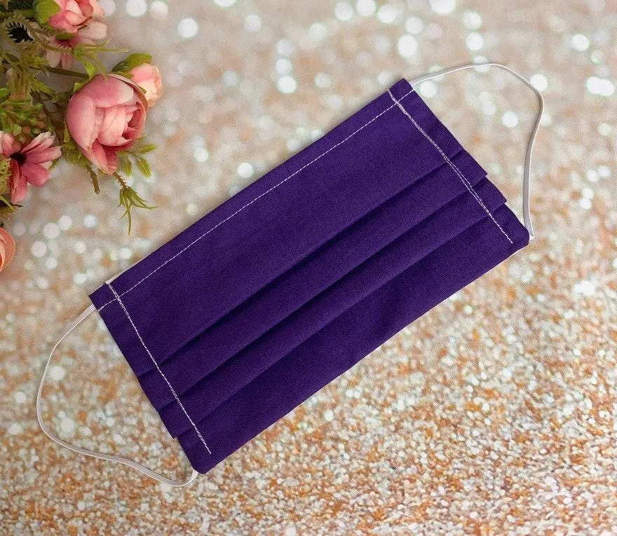 Solid Purple Premium Cotton Reusable Fave Mask - Image 4