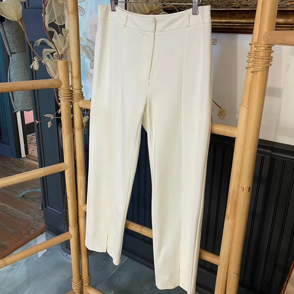 J. McLaughlin Deanne Split-Front Hem Ivory Knit Trouser Pants - Sz 10 💚🎀 - Image 6