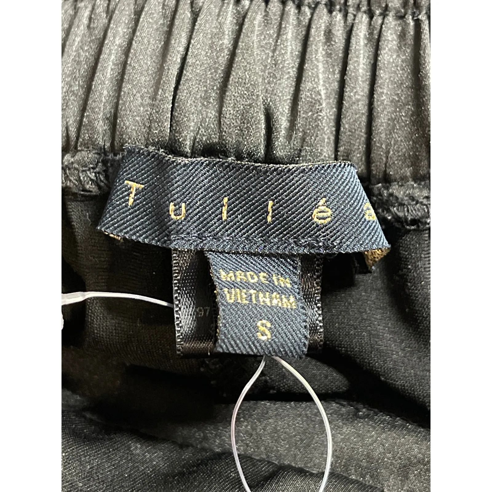 Tulléa Black Satin High Rise Baggy Wide Leg Utility Cargo Trouser Pants Size S Gray - Image 4