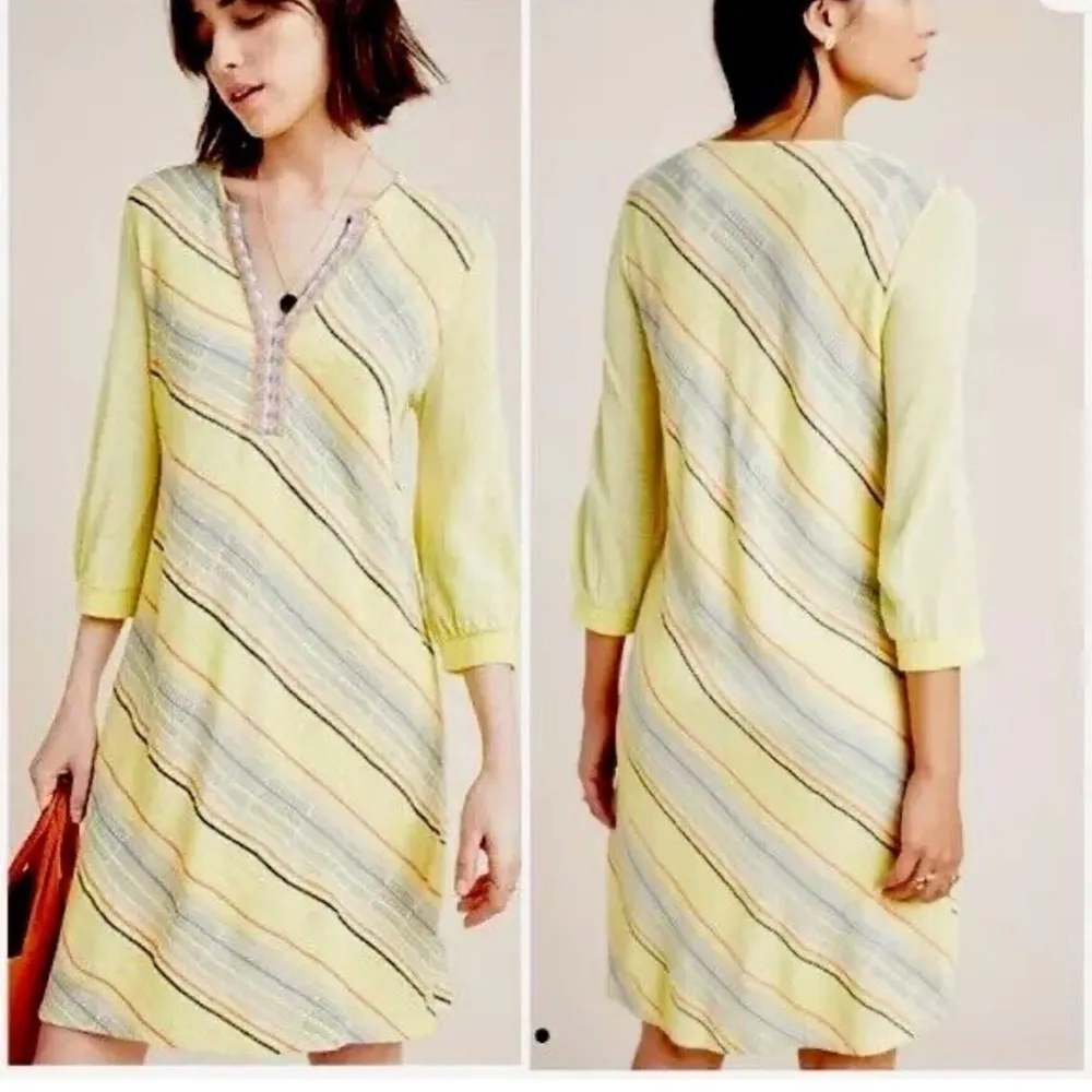 Anthropologie Striped Knit Dress Womens Small Yellow - Image 2