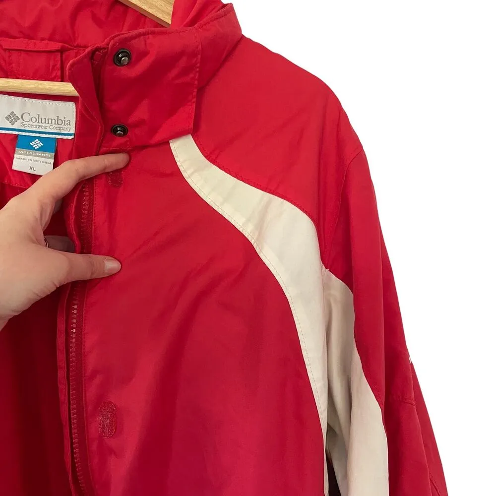 Columbia red and white windbreaker jacket interchange women's size XL nylon - Image 2