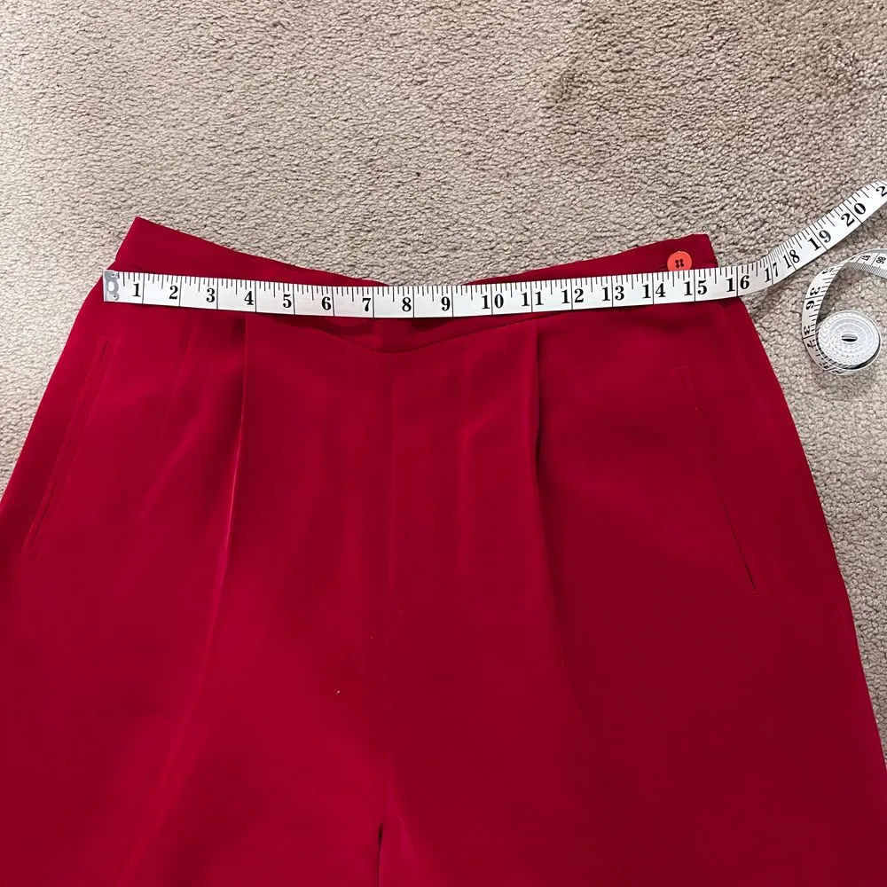 Chaus Red Silk Pleated Trousers‎ Elegant Formal Wear Size 14 - Image 6