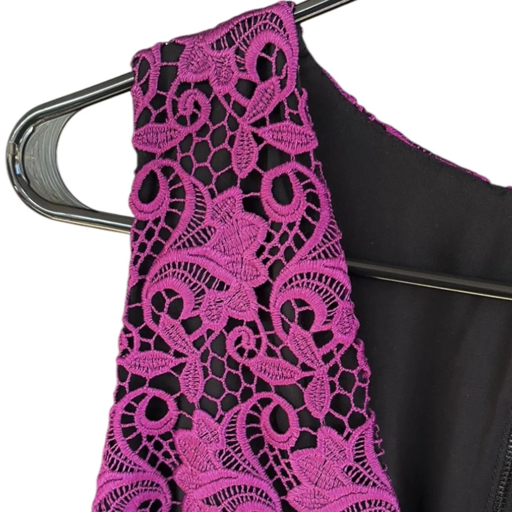 EUC Alice + Olivia Preslee Purple Lace Midi Dress Size 8 - Image 4