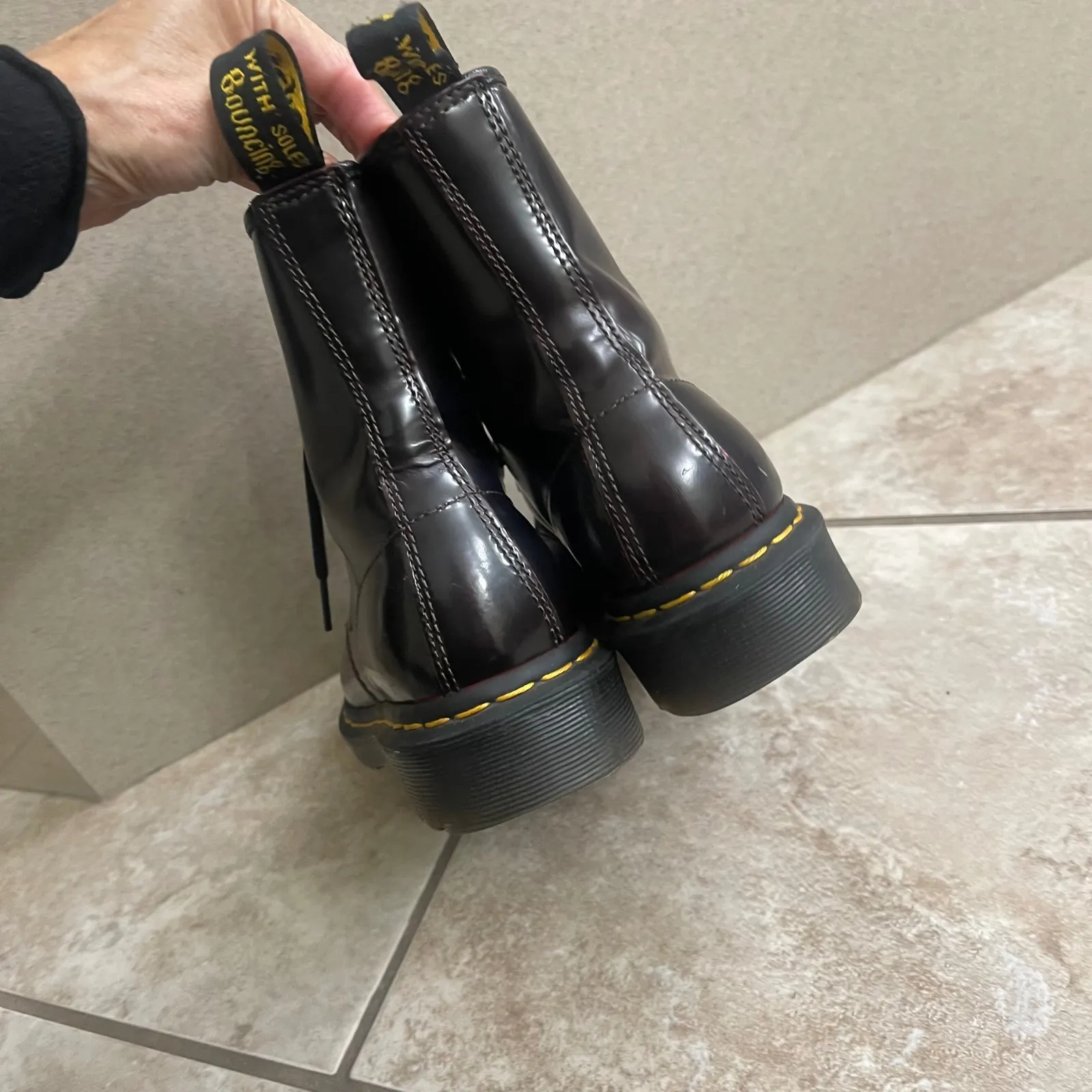 Dr Martens 1460 Smooth Leather Cherry Red Lace Up Boots Womens Sz 7 ruboff - Image 5