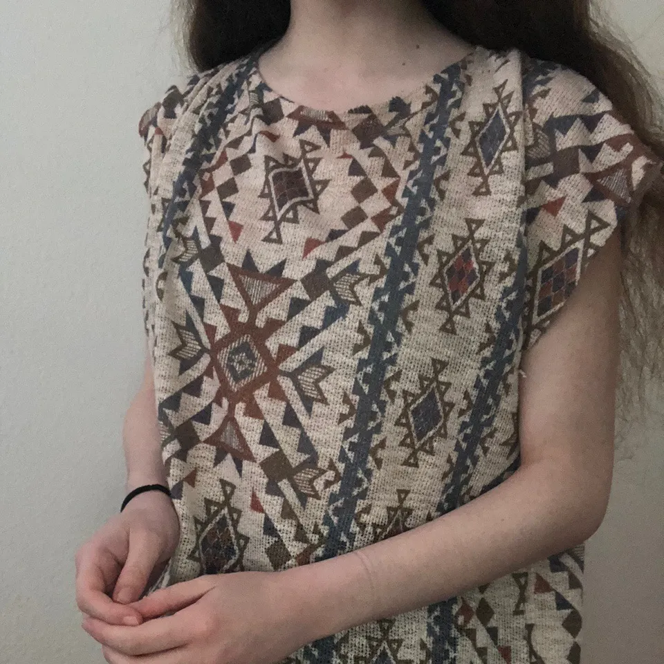 Ginger G light brown geometric print top - Image 3