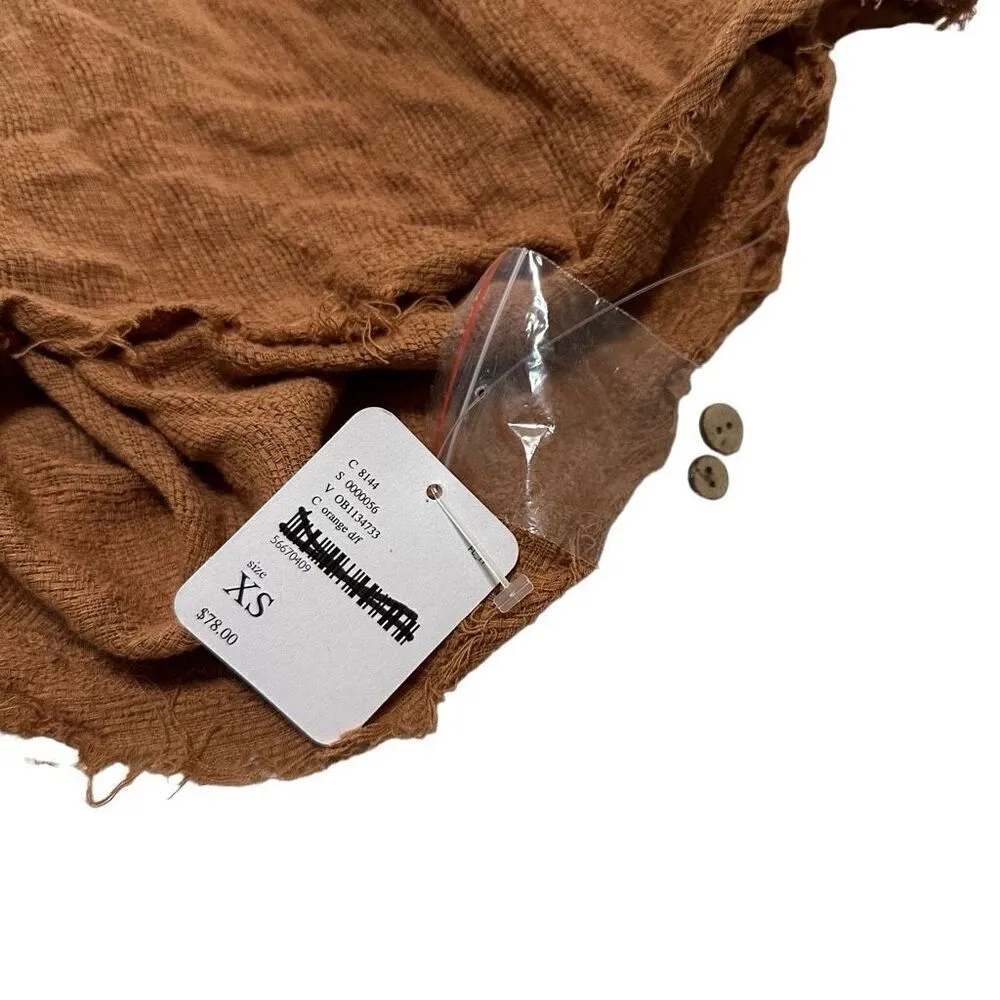 Free People / NWT Batwing Rustic Orange Brown V-neck Button Shirt Fall - Image 5