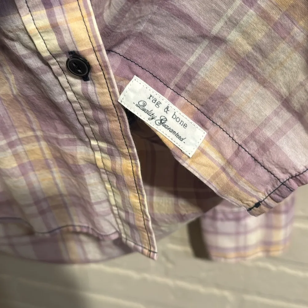 Rag & bone shirt Florian crop hi low plaid ombré fade small oversized - Image 3