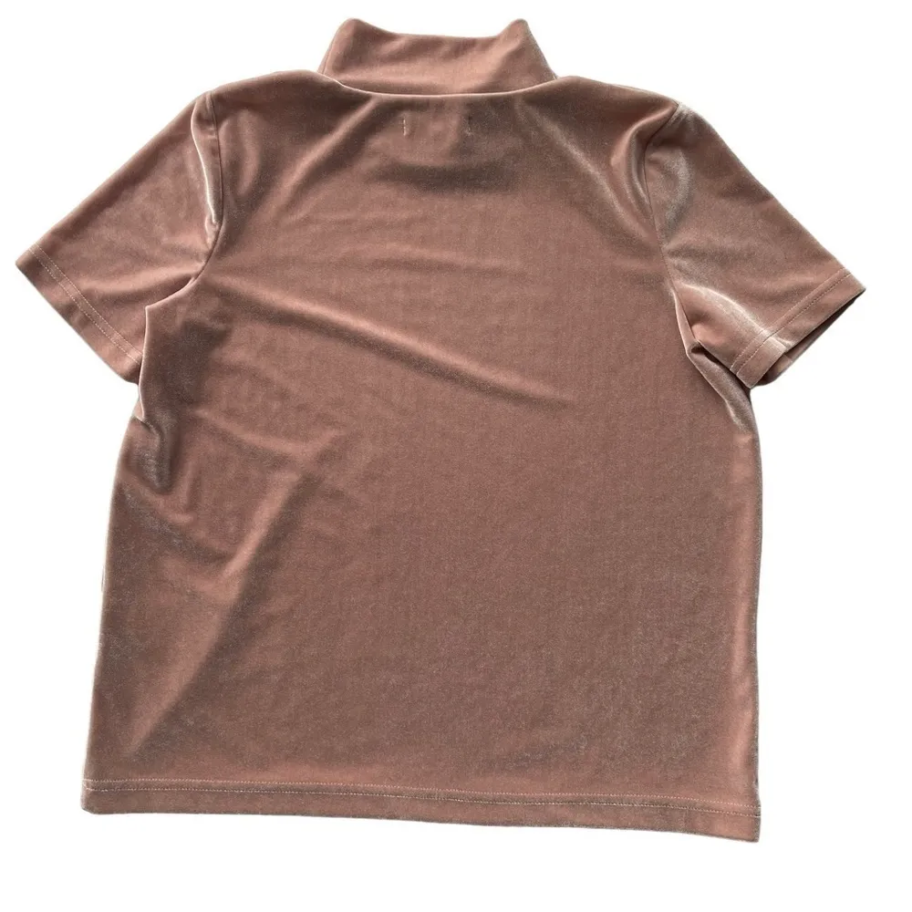 Madewell Velvet Mock neck tee Top Pink Size XSmall Blush Peach Party Workwear - Image 8