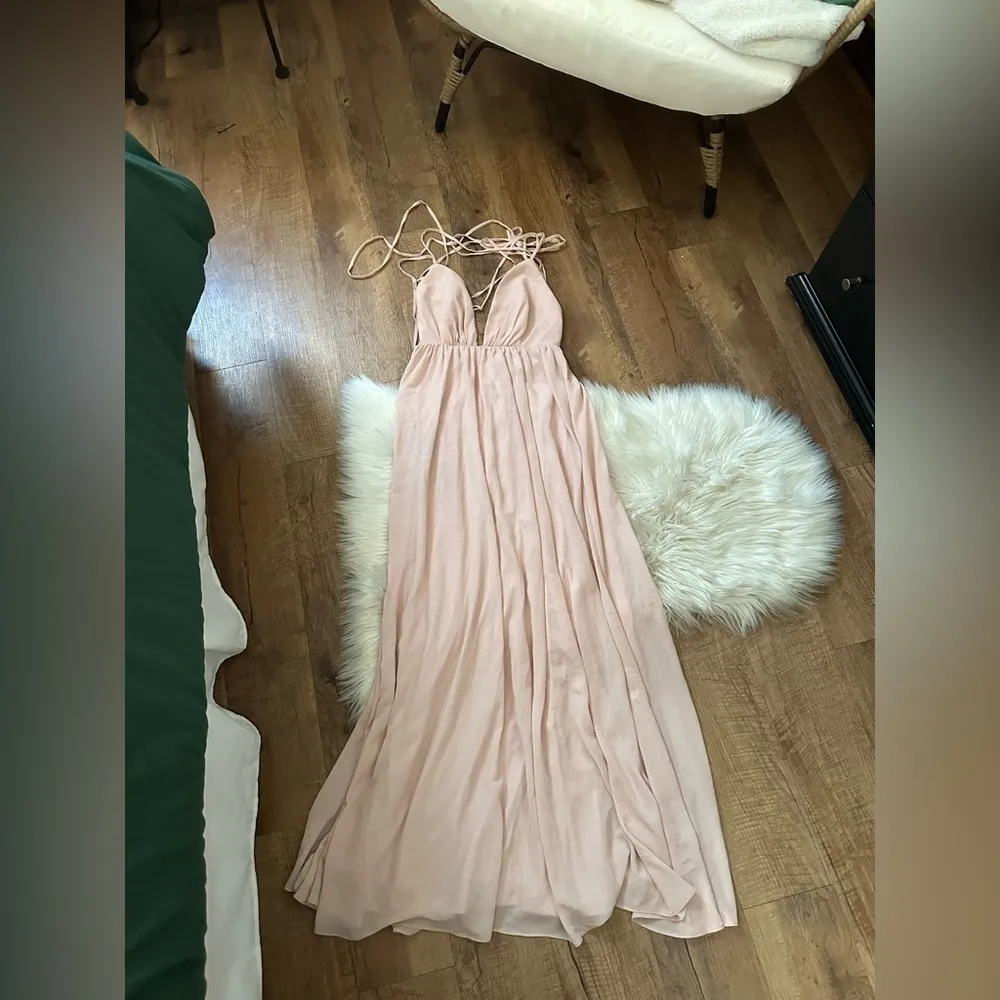 LULU’S Flutter Freely Blush Pink Maxi Dress - Image 4