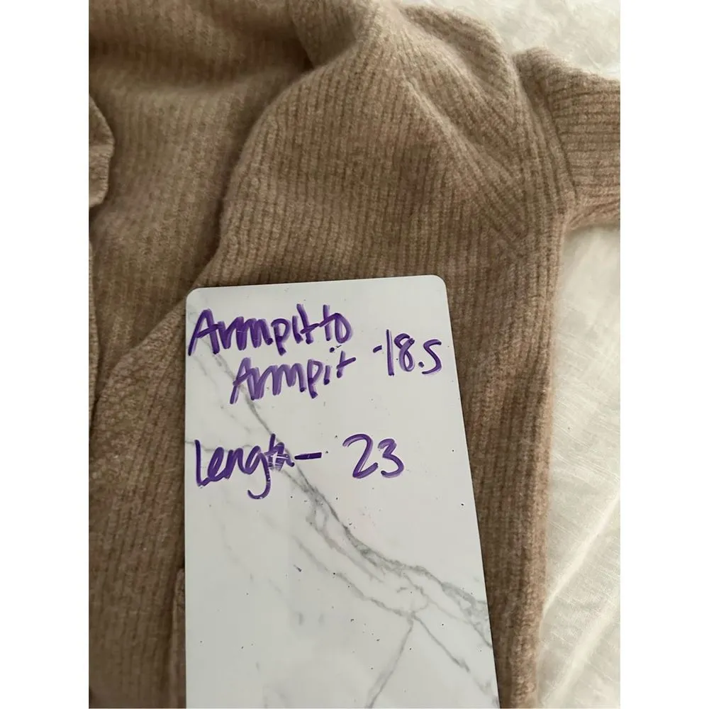 Faherty 100% Cashmere Brown/Tan Open Cardigan Size Medium - Image 6