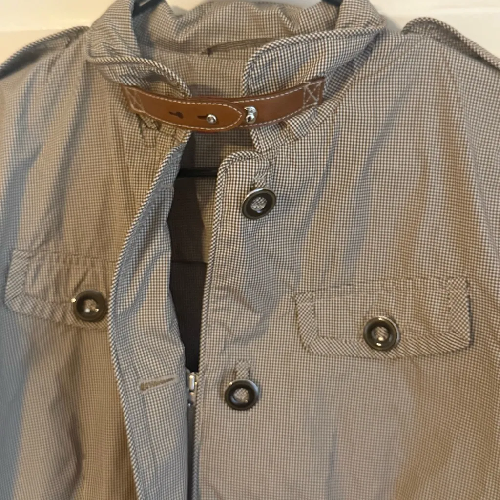 Cinque FRIDA Gingham Utility Jacket with Leather Trim - Image 10