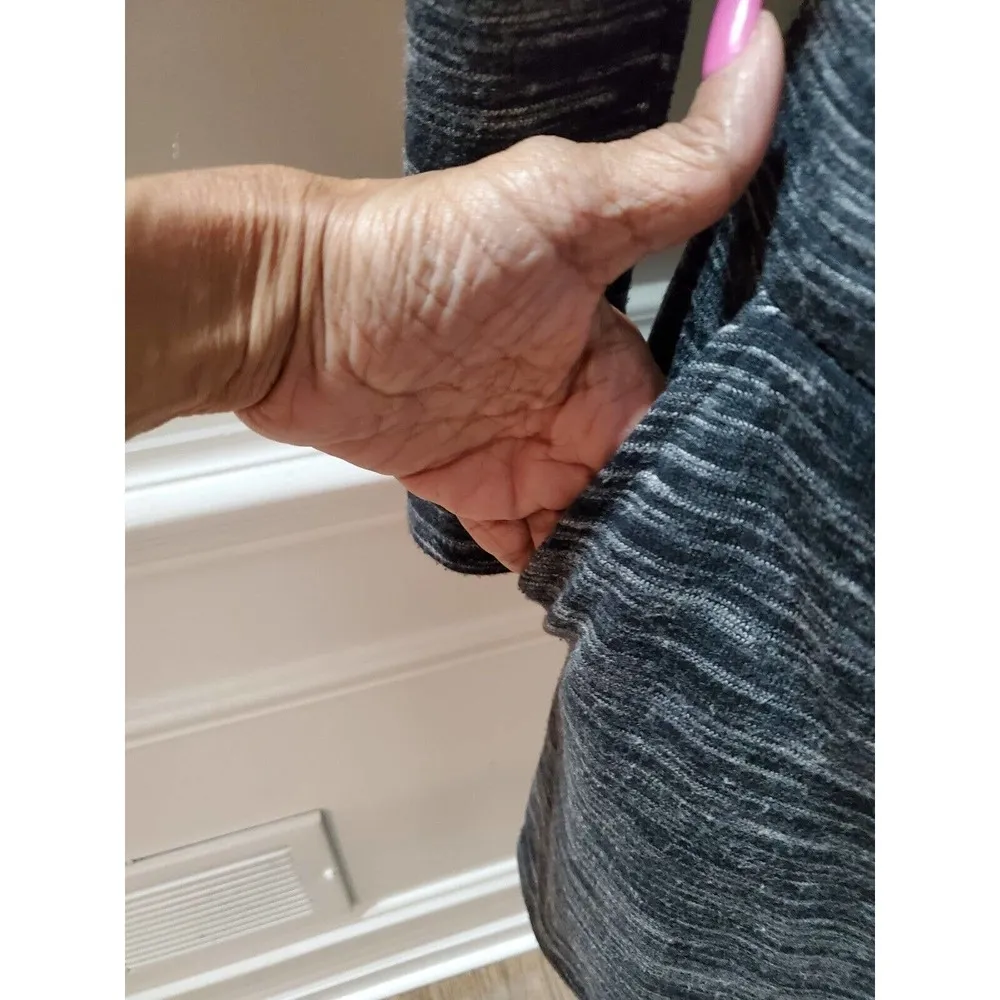 Ann Taylor Women's Gray Polyester Round Neck Long Sleeve Knee Length Dress Small - Image 7