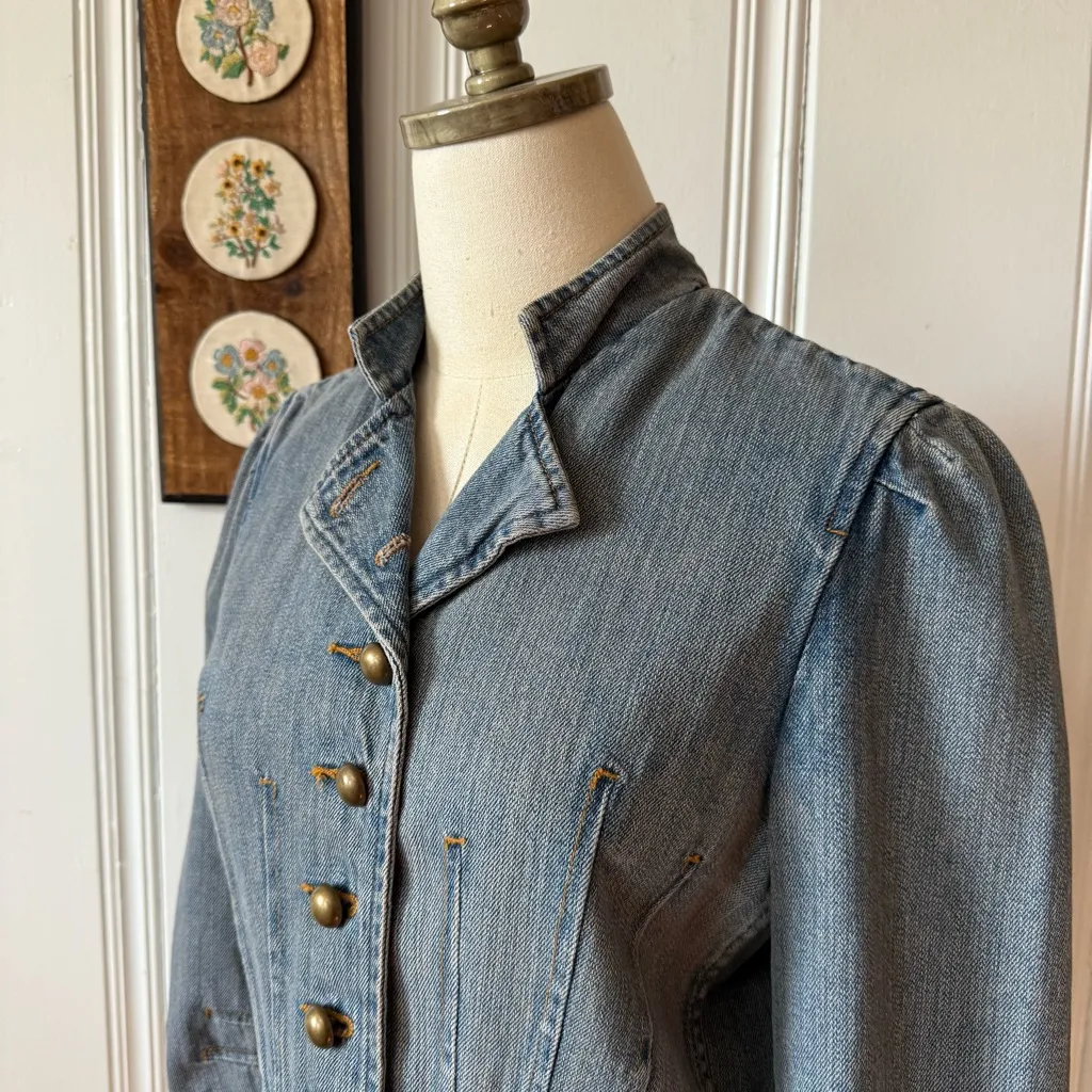 Vintage 90s Denim Steampunk Battalion Style Jacket - Image 5