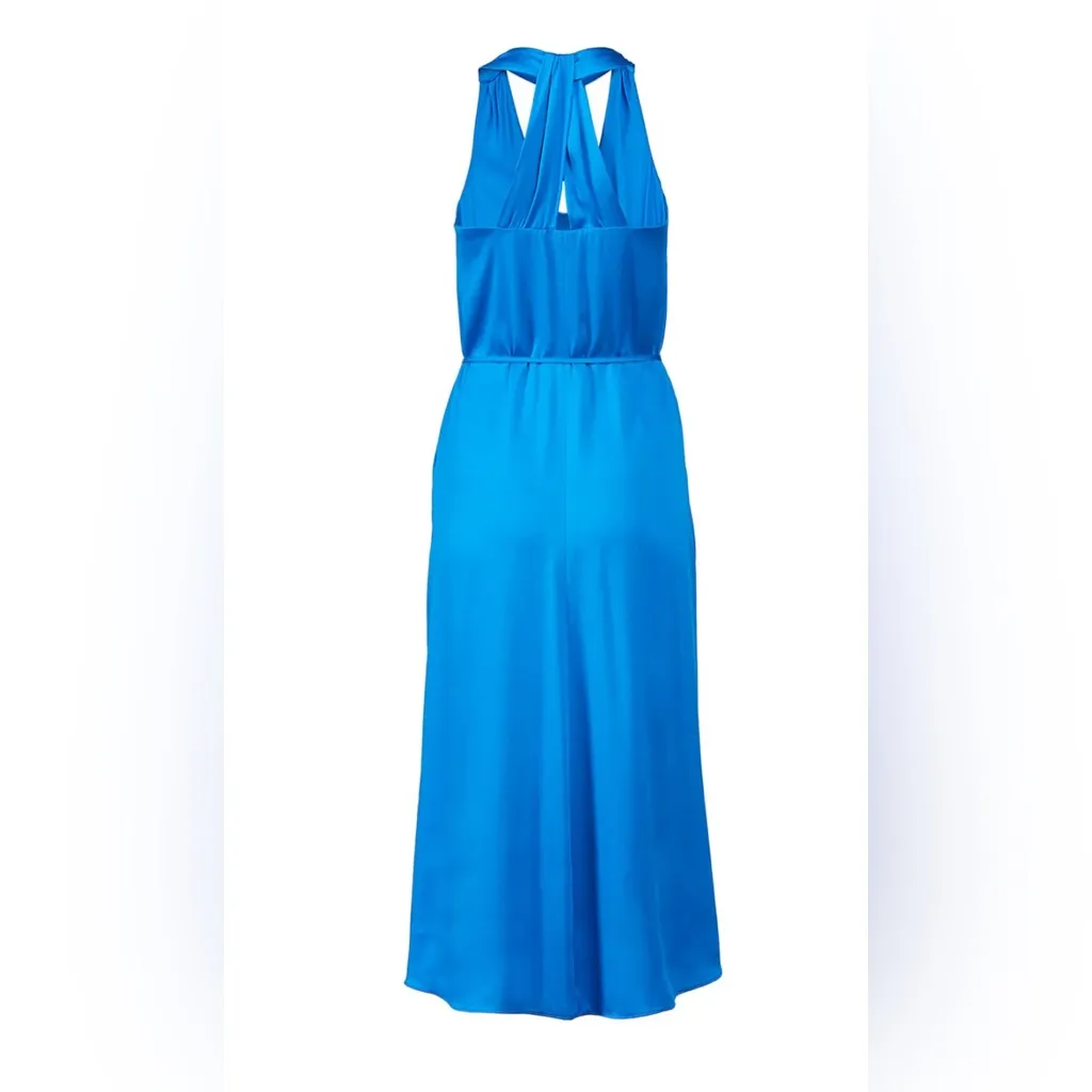 Ann Taylor Tie Waist‎ Halter Midi Dress In Deep Cerulean Bridesmaid Wedding - Image 2
