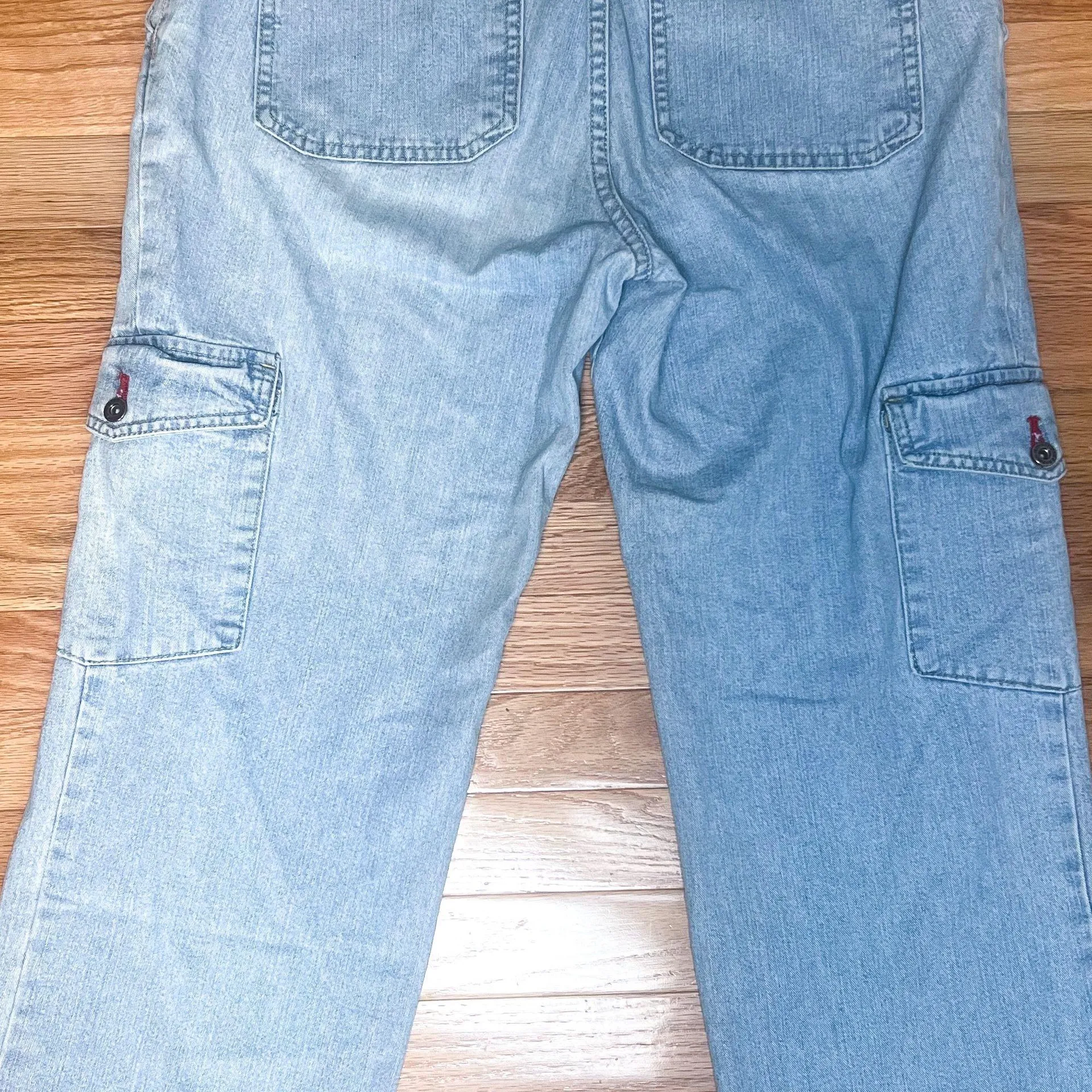 Vintage  Cargo Crop Denim Light Wash Jeans - Image 2