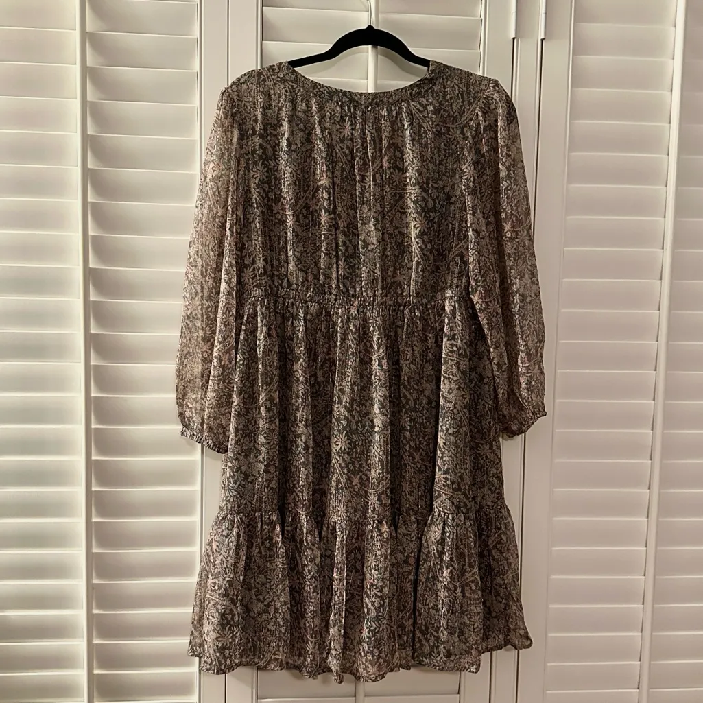 Lucky Brand Floral Paisley Lurex V-Neck Dress L - Image 4