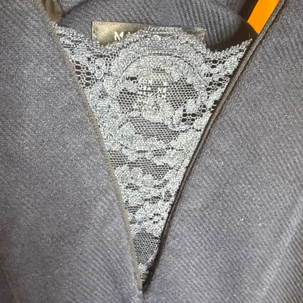 Mango Suit Navy Blue Black Corded Sleeveless Lace V-Neck Top Size XS - Image 3