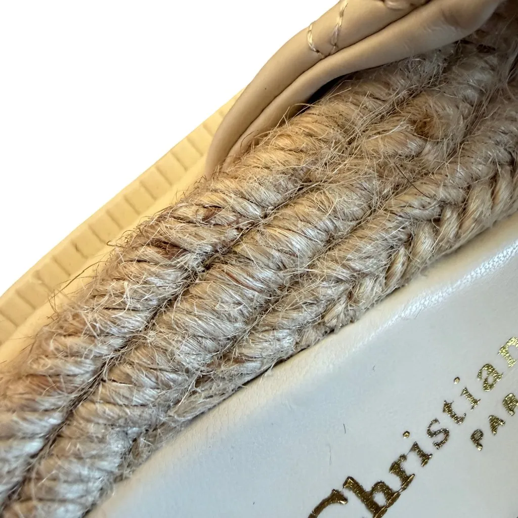 Dior Dtwist Off White Slide Sandals Cannage Quilted Lambskin Espadrilles Size 38 - Image 10