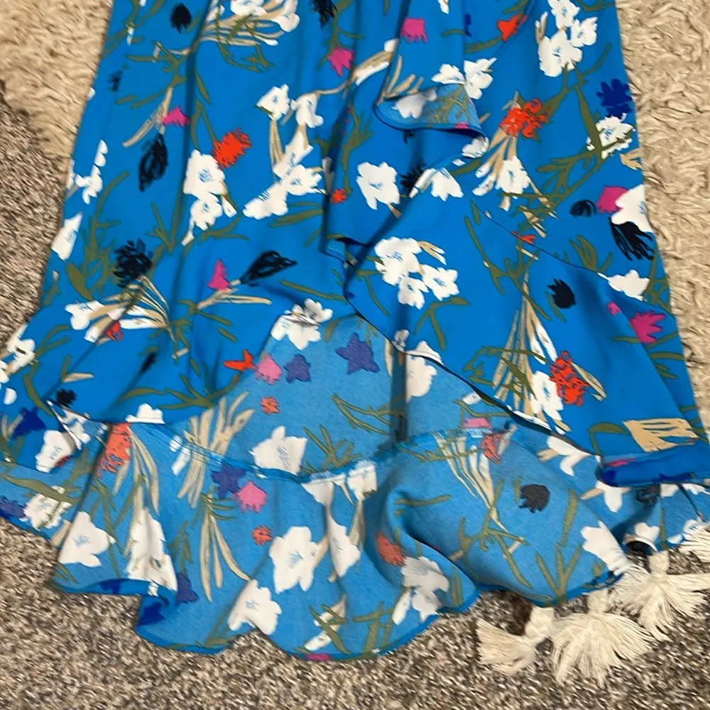 J crew mercantile blue floral xxs ruffled high low dress - Image 2