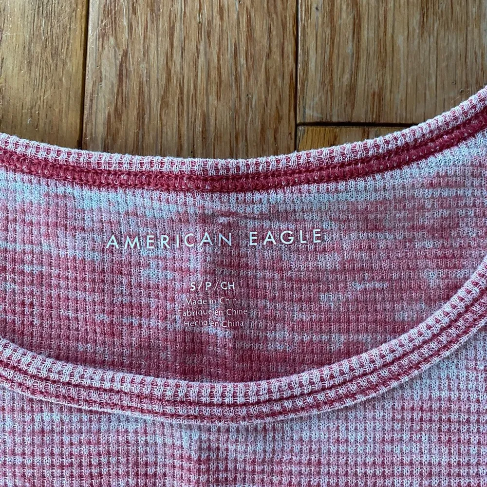 Pink American Eagle lettuce trim baby tee - Image 3