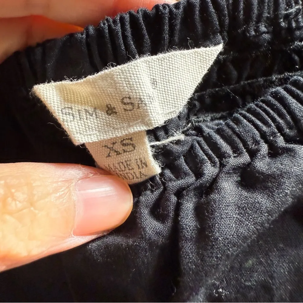 Sim & Sam Black Cropped Puff Sleeve Top 100% Cotton Size XSmall EUC - Image 3